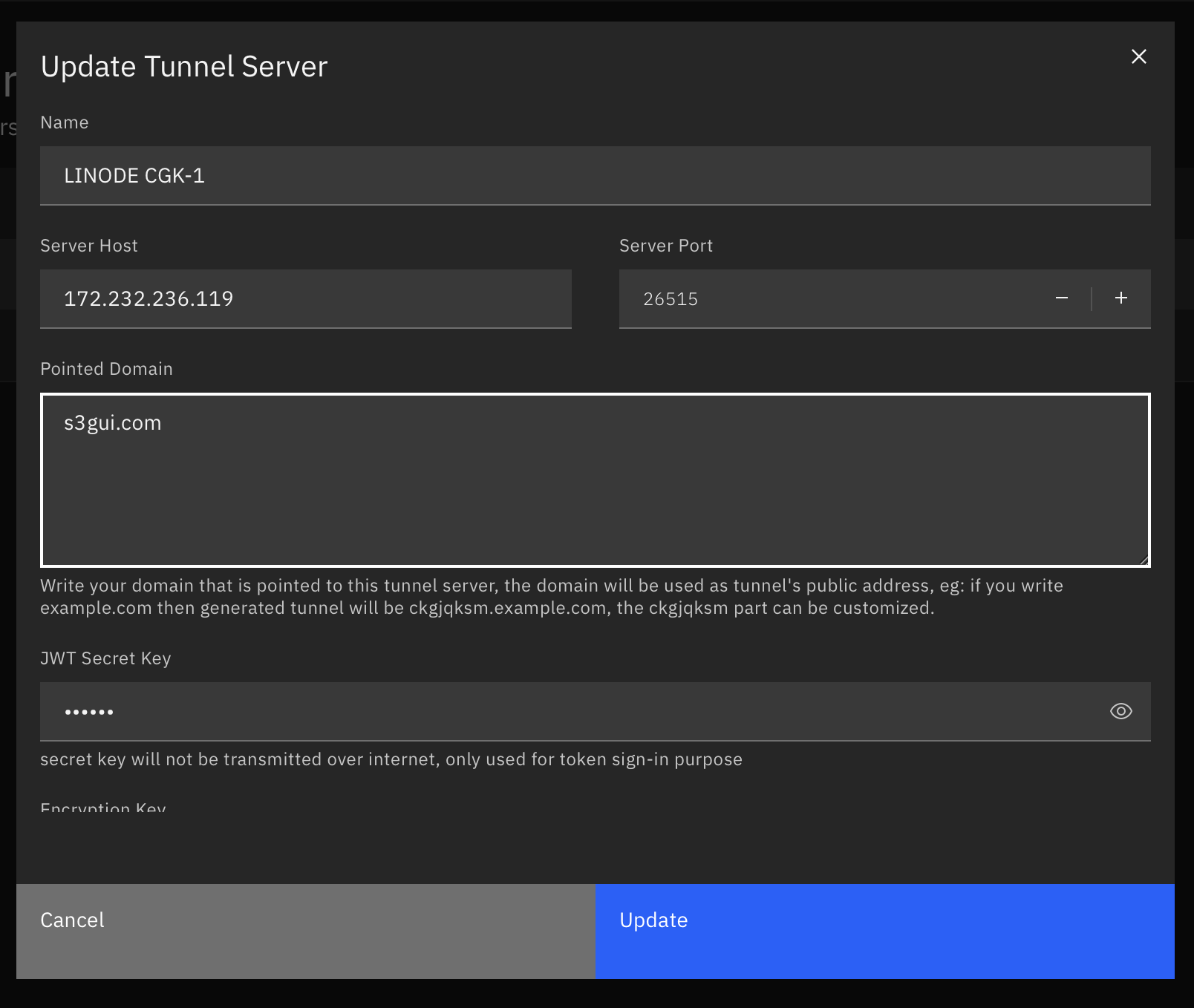 Lokal Client s3gui.com domain